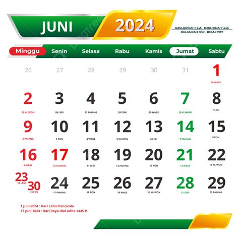kalender libur juni 2024